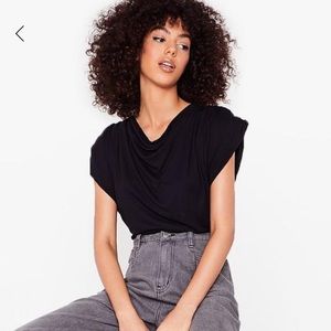 Cowl Me Back Shoulder Pad Top